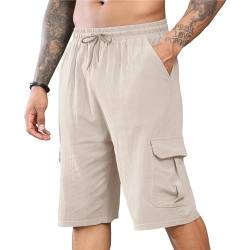 Puimentiua Leinenhose Herren Kurz Sommerhose Cargo Shorts von Puimentiua