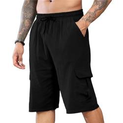 Puimentiua Leinenhose Herren Kurz Sommerhose Cargo Shorts von Puimentiua