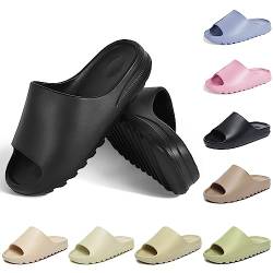 Puimentiua Weiche Open-toe Schlappen,Herren Rutschfest Slides Slippers,Damen Schnelltrocknend Hausschuhe Badelatschen Badeschuhe | F-Schwarz,43 EU von Puimentiua