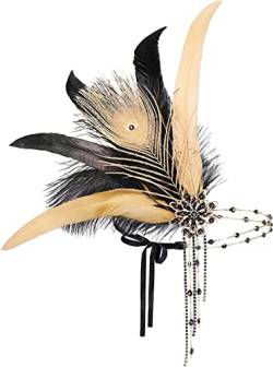 Pulcykp 1920er Jahre Damen Flapper Feder Stirnband Kopfschmuck Vintage Party Kleid Haarschmuck von Pulcykp