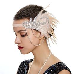 Pulcykp 1920er Jahre Feder-Haarband für Damen, Vintage-Kopfschmuck, Flapper-Stirnband, Zubehör von Pulcykp