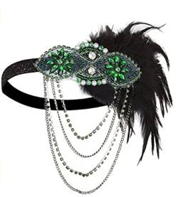 Pulcykp Frauen Vintage Feder Stirnband Strass Zubehör Set 1920er Jahre Party Stirn Dekorationen von Pulcykp