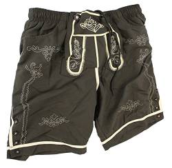 Pullach Hof Badehose Lederhose Herren Badeshort Trachten Design mit Knöpfe im Hirschhornlook (M) von Pullach Hof