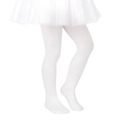 Pullmer Kinder Strumpfhose für Mädchen, Baumwolle, 200 DEN, warme, blickdicht, in 9 Größen(Weiß; 128-134) von Pullmer