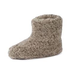 Pullmer Unisex Hausschuhe aus Reiner Schafwolle, 100% Reine Schafwolle, warme Pantoffel mit Schaft aus Wolle und Laufsohle aus Leder, Hüttenschuhe für Winter, für Damen, Herren (Grau, 38 EU) von Pullmer