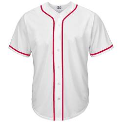 Pullonsy Baseball-Trikot für Herren, bestickt, Netzstoff, Teamnamen und Nummern, S-8XL, Schwarz, Rot gestreiftes weißes Jersey, Klein von Pullonsy