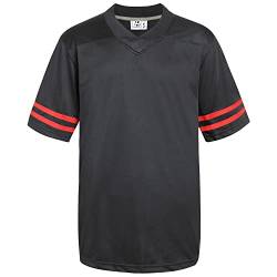 Pullonsy Blank Fußballtrikots für Herren Erwachsene Hip-Hop Hipster Shirt Üben Sport Uniform Tops, Rot Streifen Schwarz Jersey, Medium von Pullonsy