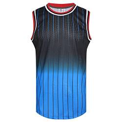 Pullonsy Herren Blank Basketball Trikots Mesh Athletic Sport Shirts Einfarbig Performance Team Uniformen, Schwarz-königlicher Farbverlauf, Large von Pullonsy