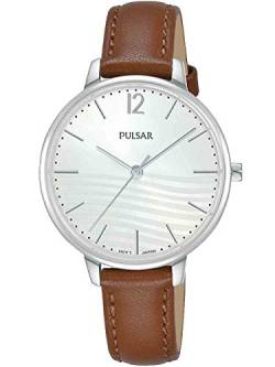 PULSAR Damen Analog Quarz Uhr mit Echtes Leder Armband PH8487X1 von Pulsar