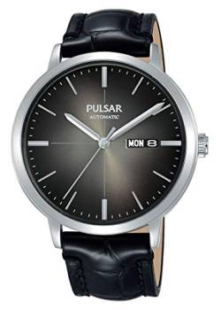 Pulsar Automatik Herren-Uhr Edelstahl mit Lederband PL4045X1 von Pulsar