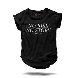 Pulver & Blei No Risk No Story - Tshirt Frauen Schwarz XS S M L XL 2XL Größe XL von Pulver & Blei