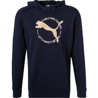 PUMA Herren Hoodie blau Baumwolle uni mit Motiv von Puma