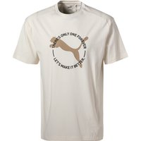 PUMA Herren T-Shirt weiß Baumwolle uni mit Motiv von Puma