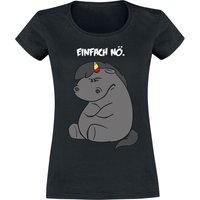 Pummeleinhorn - Einhorn T-Shirt - Grummeleinhorn - Einfach Nö. - XL bis 3XL - für Damen - Größe XXL - schwarz  - Lizenzierter Fanartikel von Pummeleinhorn