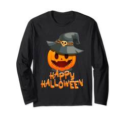 Freundlicher Kürbis mit Hut - Happy Halloween Langarmshirt von Pumpkin Kürbis Happy Halloween Trick or Treat