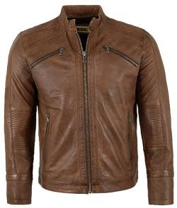 Punchball - Herren Echtleder Lederjacke Bikerjacke Lammnappa tobacco antik Größe 58 von Punchball