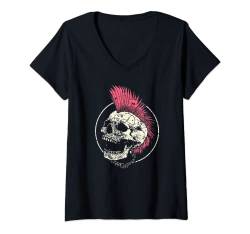 Damen Punk Musik Retro Punker Rock Konzert T-Shirt mit V-Ausschnitt von Punk Rock Musik Co.