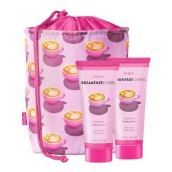 Pupa Bade-Set Cappuccino Dusche 200 ml, Körpermilch 200 ml und Tasche, Breakfast Lovers Collection von Pupa