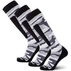 Midweight Camo Snowboard Socken - Merinowolle Winter Cold Weather OTC Skisocken (S, 3er Pack - Schnee) von Pure Compression