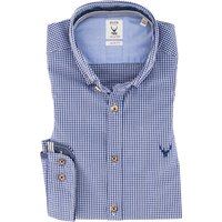 PURE Herren Hemd blau Baumwolle kariert Slim Fit von Pure