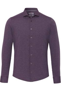 Pure Functional Slim Fit Jerseyhemd aubergine, Einfarbig von Pure