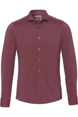 Pure Functional Slim Fit Jerseyhemd bordeaux, Einfarbig von Pure