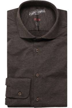 Pure Functional Slim Fit Jerseyhemd dunkelbraun, Einfarbig von Pure