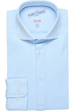 Pure Functional Slim Fit Jerseyhemd hellblau, Gemustert von Pure