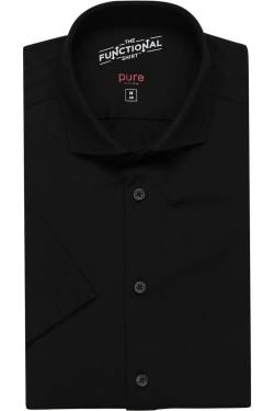Pure Functional Slim Fit Jerseyhemd schwarz, Einfarbig von Pure