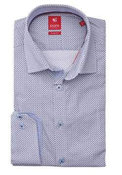 Pure Slim Fit Hemd Langarm New Kent Kragen Muster blau Größe L von Pure