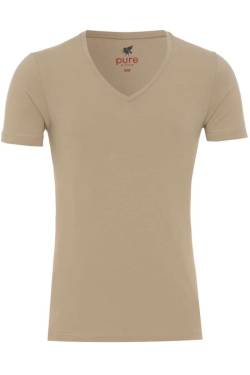 Pure Slim Fit T-Shirt V-Ausschnitt ecru, Einfarbig von Pure