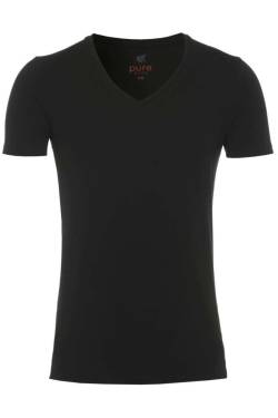 Pure Slim Fit T-Shirt V-Ausschnitt schwarz, Einfarbig von Pure