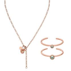 Purelei® Ohana Schmuckset, Damen Schmuckset aus langlebigem Edelstahl, Wasserfeste Halskette und individuell einstellbare Ringe mit Schmucksteinen (Rosegold) von Purelei