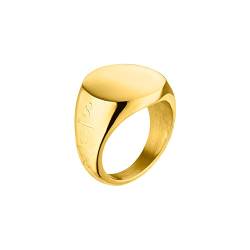 Purelei® Round 808 Ring (Gold, Silber), Damen und Herren Ring aus langlebigem Edelstahl, Wasserfester Statement-Ring mit polierter, runder Oberfläche und seitlich eingraviertem 808 Logo (Gold, 64) von Purelei