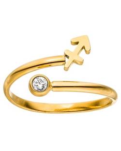 Purelei® Sternzeichen Ring Schütze (Gold) – Wasserfester Damenring aus langlebigem Edelstahl – Verstellbare Ringe von Größe 50 bis 60 – Modeschmuck für deinen individuellen Look von Purelei