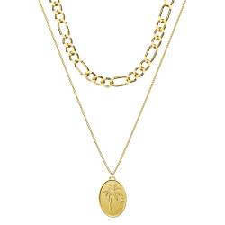 Purelei ® Aiani Ketten-Set (Gold, Silber, Rosegold), Damen Halsketten aus langlebigem Edelstahl, Wasserfester Schmuck mit Anhänger, 40-55 cm Länge verstellbar (Gold, vergoldet) von Purelei