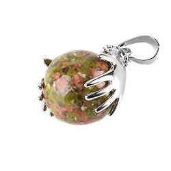 Purmy Halskette Frauen Mano Che tiene la Forma Della Palla Chakra Kristalle Heilstein unakit Kette anhänger Charms 3.5X1.8CM von Purmy