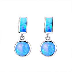 Purmy Opal Ohrringe 925 Silber, Damen Rund Ohrringe mit Blauer Opal von Purmy
