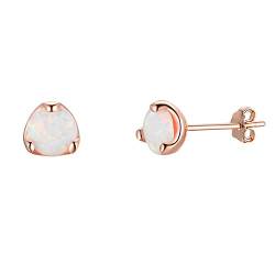 Purmy Opal Ohrringe Silber 925 Damen Ohrstecker,Weißer Opal Runde Form,Opal Schmuck Hochzeit Modeschmuck Ohrringe für Frauen,Rosegold von Purmy