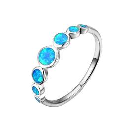 Purmy Silber Ring 925 Blauer Opal Damen Ringe Minimalistischer Schmuck,Blauer Opal Schmuck Jubiläumsgeschenke Hochzeitsringe Ring Verlobung Größe 52 (16.6) von Purmy