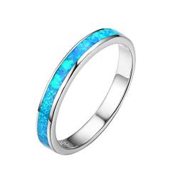 Purmy Silber Ring 925 Blauer Opal Damen Ringe Minimalistischer Schmuck,Blauer Opal Schmuck Jubiläumsgeschenke Hochzeitsringe Ring Verlobung Größe 52 (16.6) von Purmy