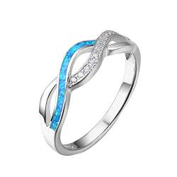 Purmy Silber Ring 925 Blauer Opal Damen Ringe Wellenform,Minimalistischer Schmuck Jubiläumsgeschenke Hochzeit Verlobung Ring Verlobung Größe 54 (17.2) von Purmy