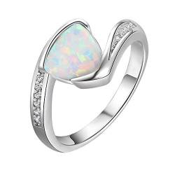 Purmy Silber Ring 925 Weißer Opal Damen Ringe Dreieck Form,Minimalistischer Schmuck Jubiläumsgeschenke Hochzeit Verlobung Ring 54 (17.2) von Purmy