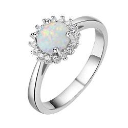 Purmy Silber Ring 925 Weißer Opal Damen Ringe Zirkonia Blütenform,Minimalistischer Schmuck Jubiläumsgeschenke Hochzeit Verlobung Ring Größe 54 (17.2) von Purmy