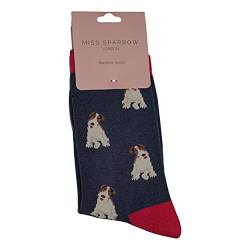 Possum® Socken für Damen, Fuchs Terrier, weiche Bambus-Baumwoll-Mischung, Geschenkidee Gr. Einheitsgröße, blau von Purple Possum