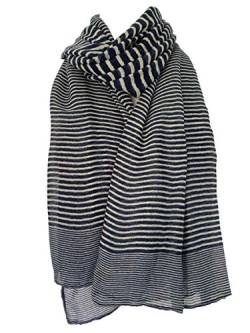 Purple Possum® Gestreifter Schal für Damen, gestreift, groß, nautisch Gr. 90, marineblau von Purple Possum