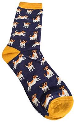 Purple Possum® Herren-Socken, Motiv: Jack Russell Hund, Bambus-Baumwoll-Mischgewebe, Größe 36-38, Geschenkidee Gr. onesize, blau von Purple Possum
