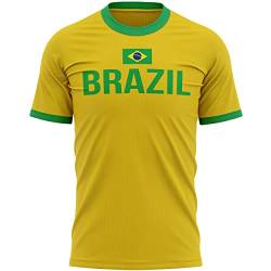 Brasilien-Flagge, Herren-T-Shirt, Brasilien-Fußball-Fans, Geschenkidee für ihn, Brasilien-Landflagge, Top, gelbes und grünes Fußball-T-Shirt, gelb / grün, S von Purple Print House