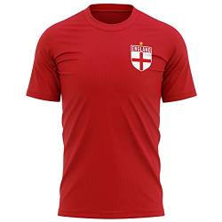England Shirts für Herren – England Flagge Badge Retro T-Shirt – Fußball Land Europäische 2021 Fan Rot Weiß Löwe Tee Him – 2020 Englisch Turnier Fußball-Top Gr. S, rot von Purple Print House