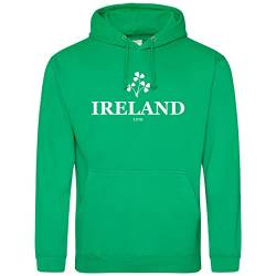Irland Hoodie Herren Rugby Hoody Top Irish Shamrock Clover Nations Supporter, Grün - Irish Green, L von Purple Print House